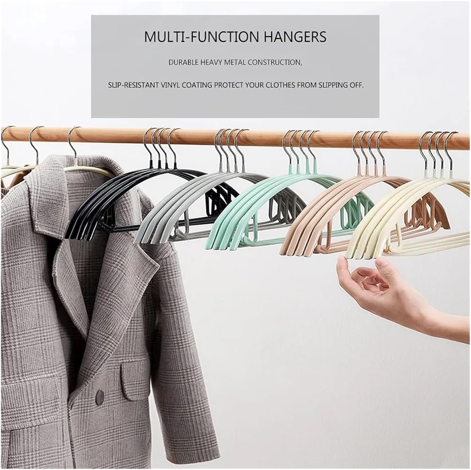 Clothes Rubber Coated Contour Metal No Bumps Suit Coat Jacket Hangers (Pack of 50, Black)(White Pack of 50)