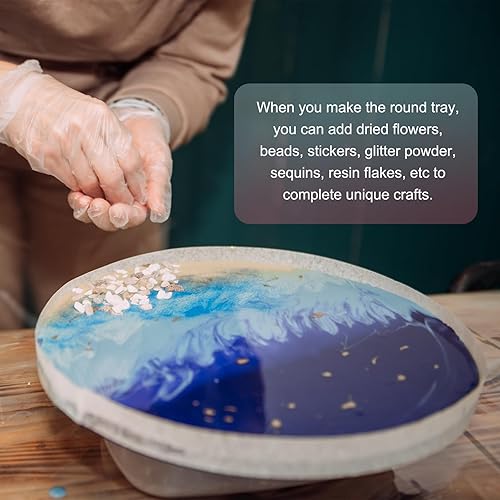 Miniatura 4 de PATIKIL Molde de resina redonda de 6.3 pulgadas con borde, moldes de silicona para resina epoxi, contenedores de almacenamiento de joyas, molde de