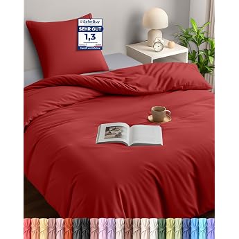 Utopia Bedding Bed Linen 135 x 200 cm Set Microfibre Duvet Cover 135 x 200 cm + 1 Pillowcase 80 x 80 cm Red