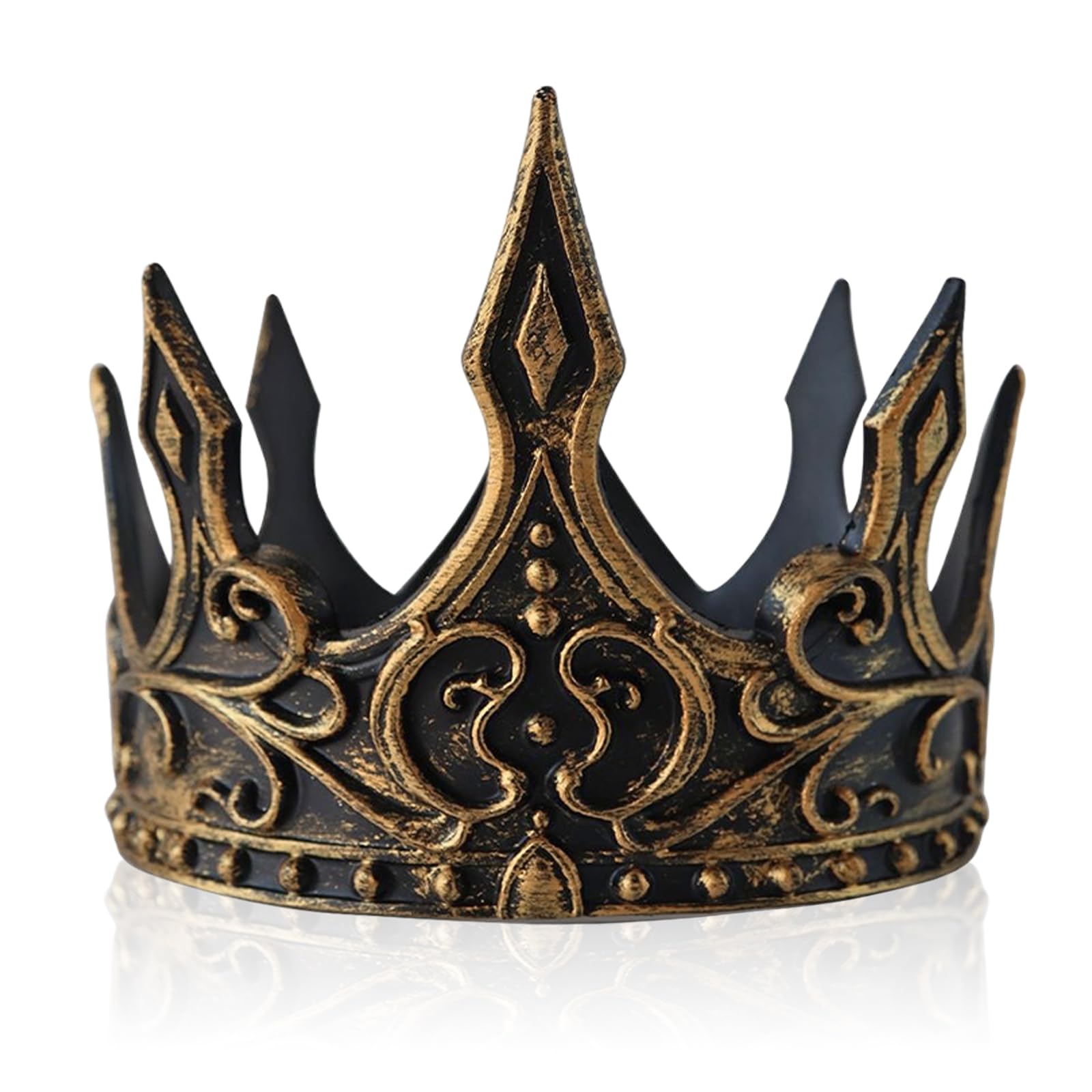 Tiara Corona, Corona de Rey Medieval, Halloween Cosplay Coronas Prop Disfraz, Rey Medieval Coronas Diadema, Talla Ajustable, Accesorio para Disfraces, Carnaval y Fiestas Temáticas (Cobre)