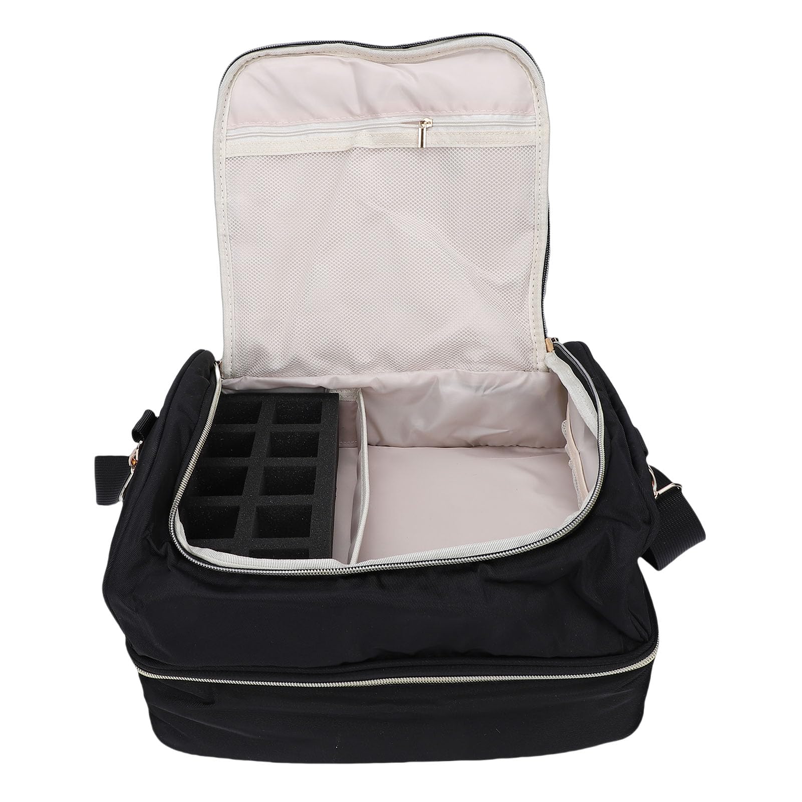 Semme Borsa Organizer per Smalti per Unghie, Custodia per Manicure Portatile Professionale per 60 Bottiglie e Strumenti con Tracolla Regolabile, Divisori Rimovibili, per Salone di (BLACK)