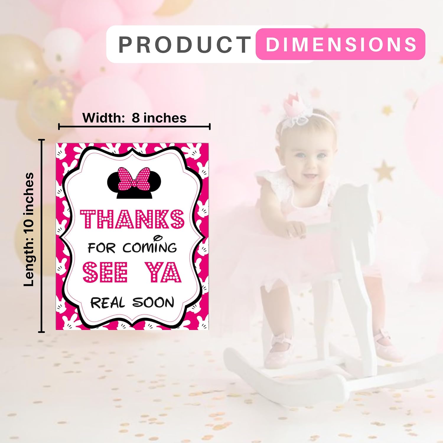 Charming Minnie Mouse Birthday Decorations, 4 Minnie Party Signs, 8x10 Inch image 2