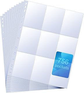 VYYTYYA 42 Blatt Sammelkarten Hüllen, 756 Taschen Leere Sammelmappe [Kantenverstärkung] Transparentes Sammelkarten Ordner,...