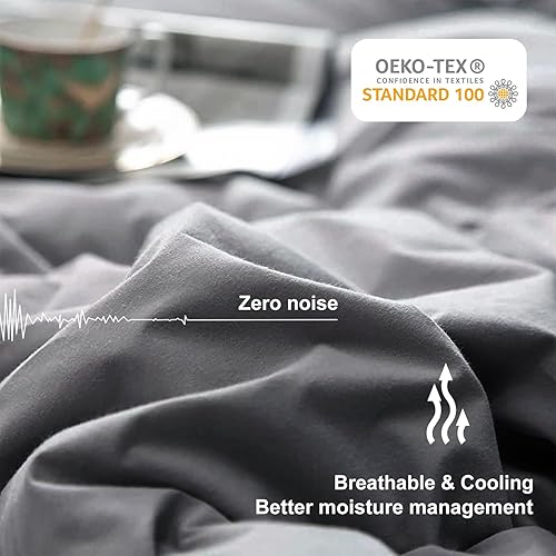 Miniatura 2 de Edredón ligero gris refrescante, relleno de edredón para todas las estaciones, transpirable, tamaño individual, ropa de cama de invierno de