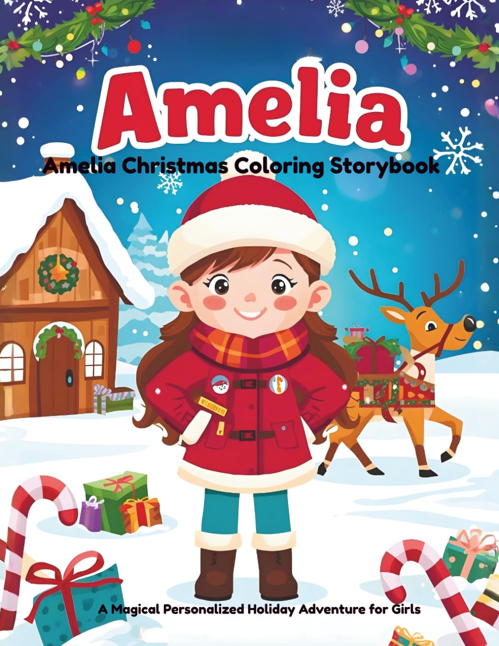 Amelia Christmas Coloring Storybook: A Magical Personalized Holiday Adventure for Girls (My Very Own Christmas Book)