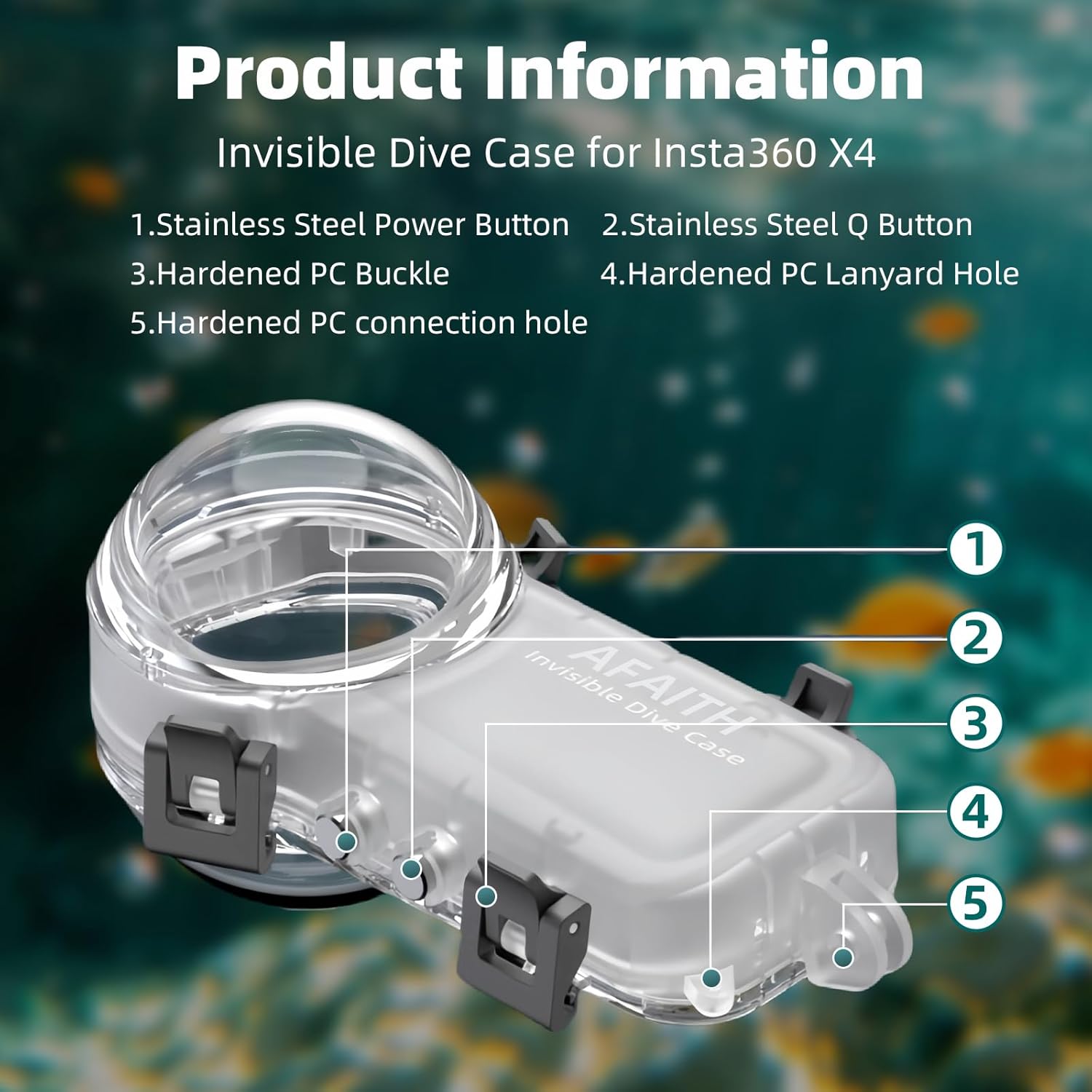 Invisible Dive Case for Insta360 X4, Waterproof Case 50m/164ft Underwater Diving Housing Cover Protective Sealed Shell for Insta 360 X4 Housings Action Camera Accessories