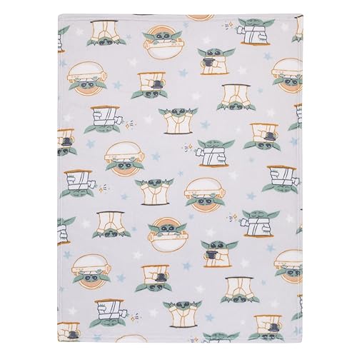 Star Wars Grogu - Manta para bebé súper suave en crema, verde y blanco