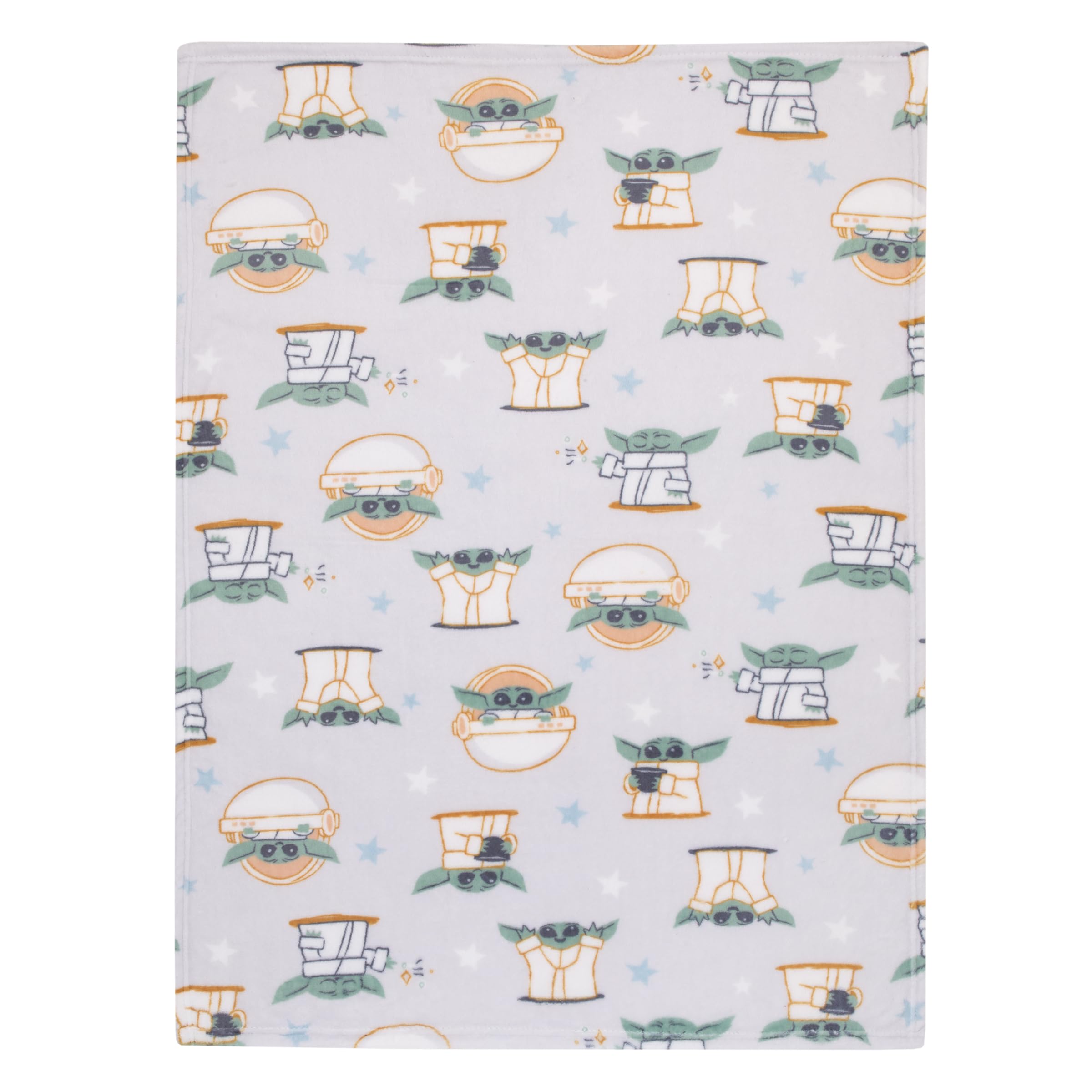 Star Wars Grogu Cutest in The Galaxy Cream, Green, and White Super Soft Baby Blanket