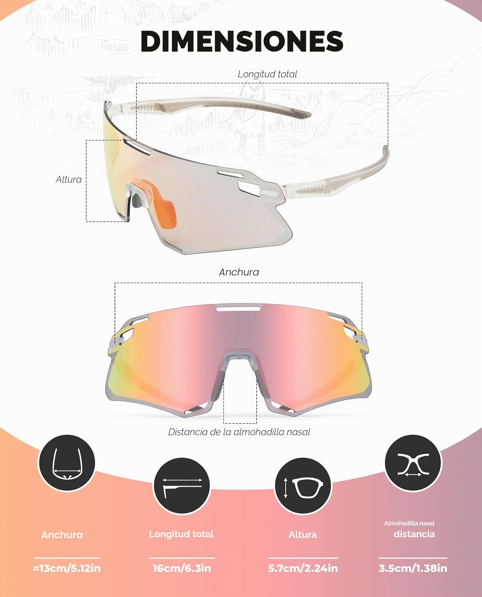 ROCKBROS Gafas de Sol Deportivas Polarizadas para Hombre y Mujer Gafas de Ciclismo de Montura TR90 para Deportes al Aire Libre Ciclismo MTB Pesca Running