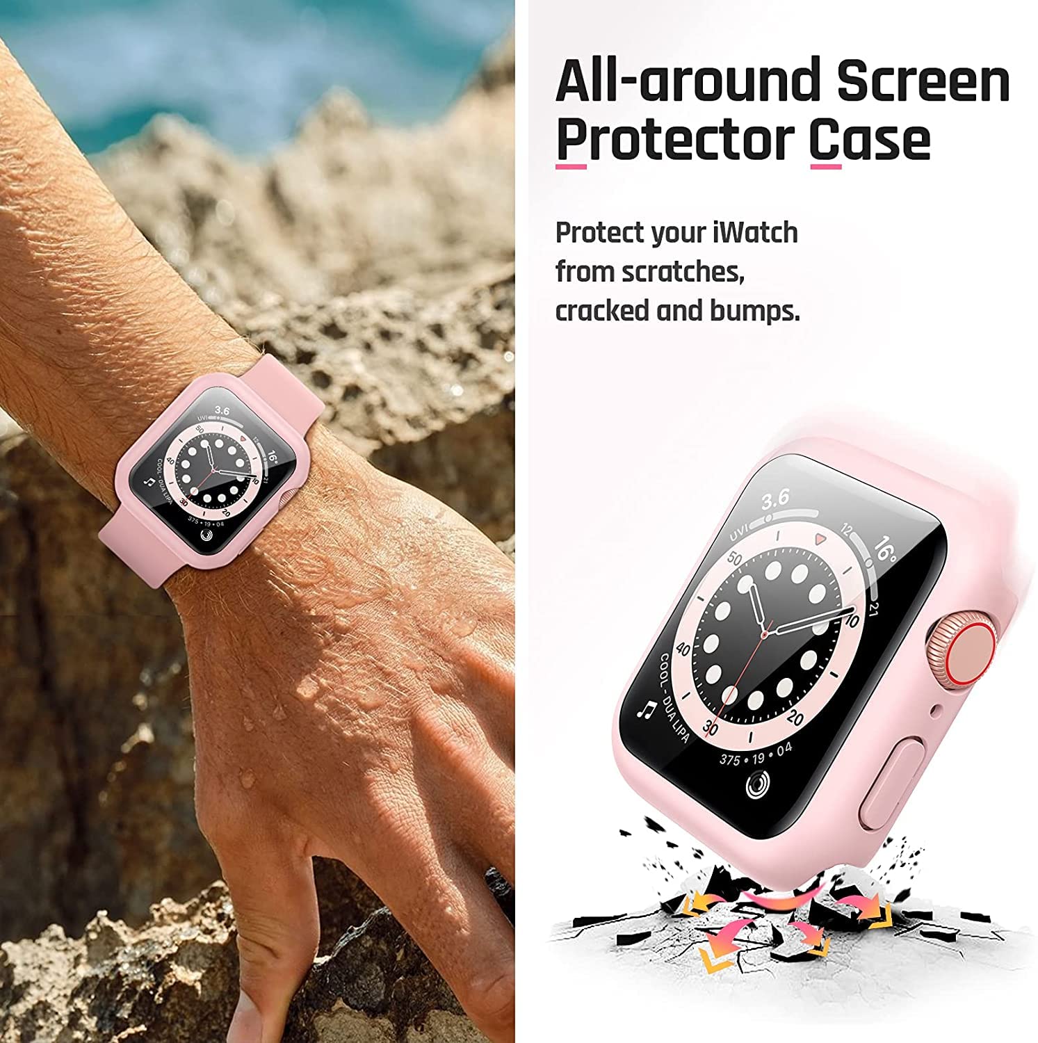 TINSOI Hard PC Case with Tempered Glass Screen Protector Compatible with Apple Watch Series 6 SE Series 5 Series 4 40mm