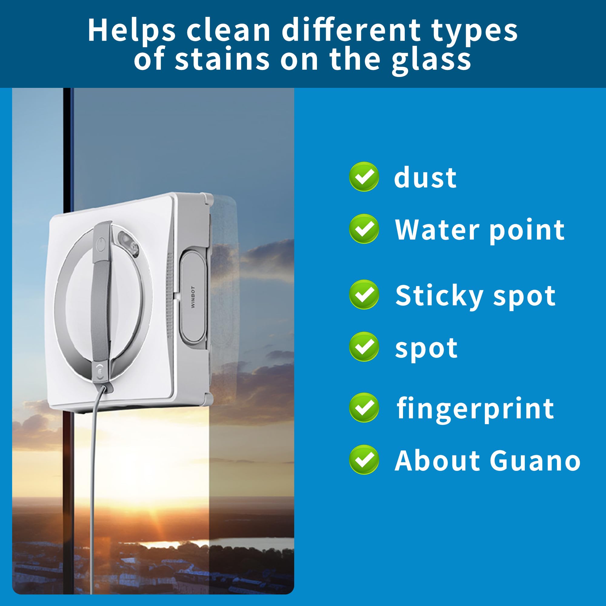 Per ECOVACS Winbot W1/W1 Pro Robot per la pulizia delle finestre Pulisci e riutilizzabili Pezzi di ricambio in tessuto in microfibra