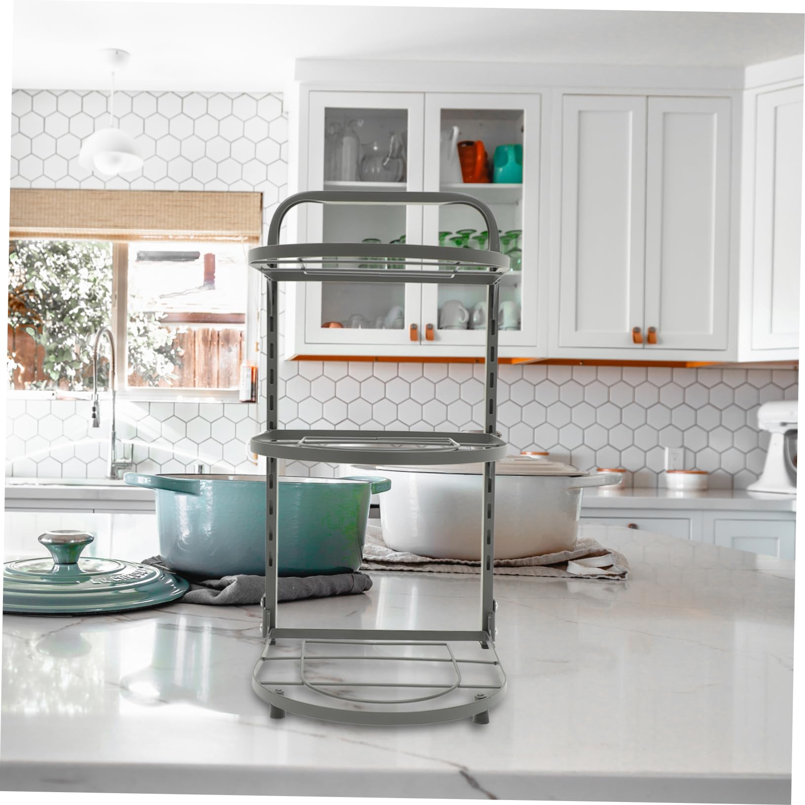PRETYZOOM Organizador de Ollas y Sartenes Plegable de Acero al Carbono, Diseño Multicapa, Gran Capacidad para Armarios y Almacenamiento de Cocina