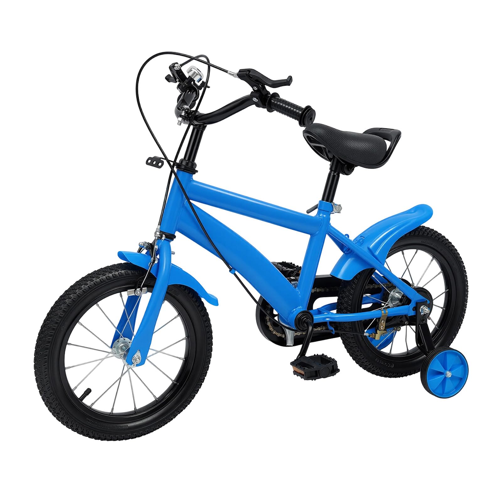 Bicicletta per bambini 14 pollici con ruote di sostegno regolabile in altezza freno a mano campanello