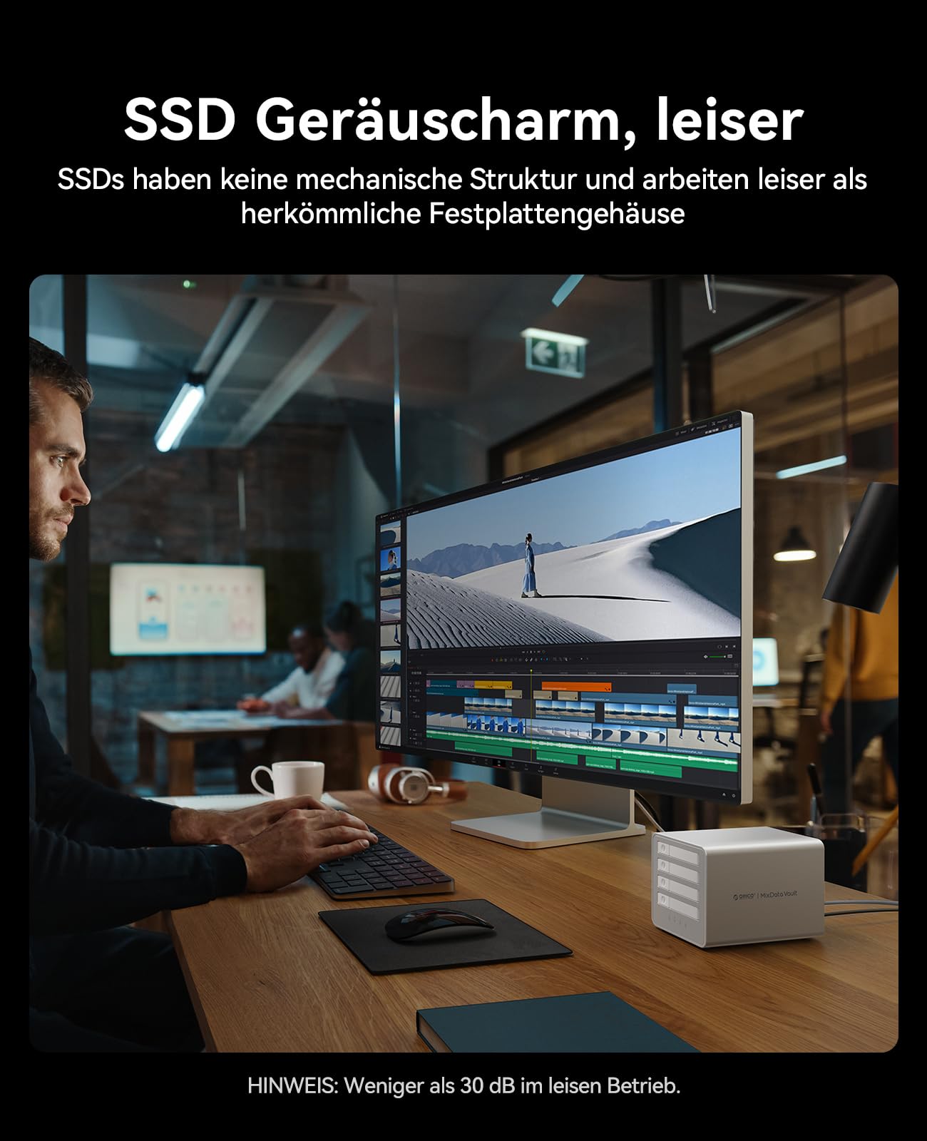 ORICO All-Flash 2.5-Festplattengehäuse 40Gbps SSD NVMe M.2 Externes Festplattengehäuse mit bis zu 32 TB Festplattengehäuse für 4K/8K Videobearbeitung Festplatten Docking Station -8848U4