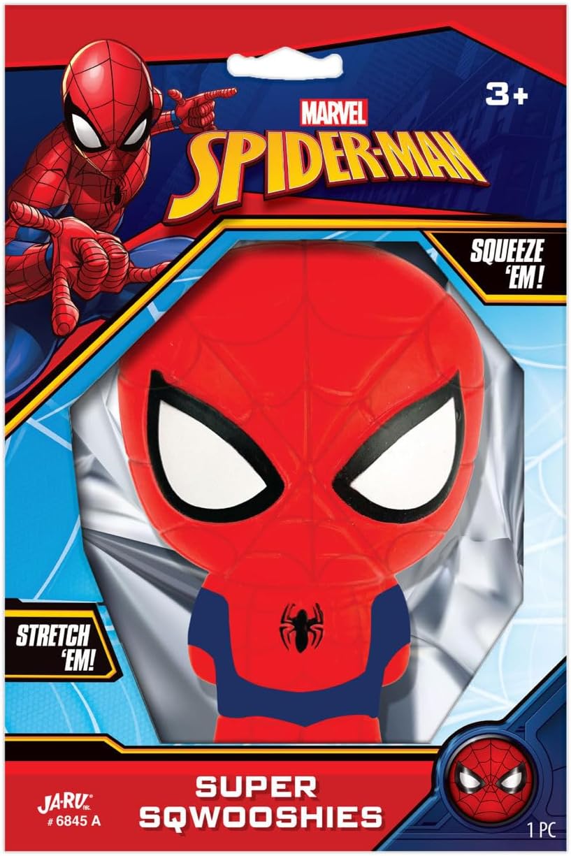 JA-RU Marvel Spiderman Super Squishy Toy (Pack of 1) Squeezy Toy for Kids. Collectible. Party Favor. Classroom Giveaway, Gag Gift, Avengers Squish, MCU Superhero. 6845-1A