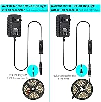 Vista 7 de adaptador de fuente de poder CC de 12V, con interruptor ON/OFF para iluminación LED de 12V., negro, AT-12V1A-12W, 12.00watts, 12.00 volts