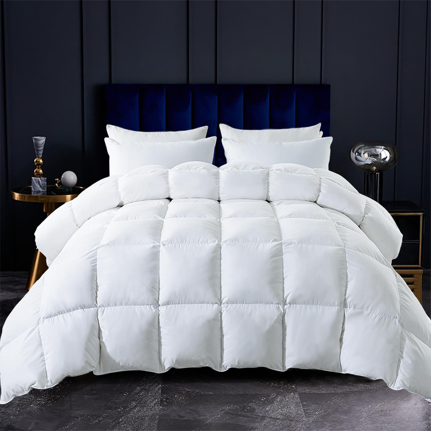 BedTreat Goose Feather Down Comforter Full Size, Luxury Hotel Bedding Comforter All Season Duvet Insert, Medium Warmth 100% Cotton Cover with Corner Tabsï¼ˆ82x86 Inchï¼‰