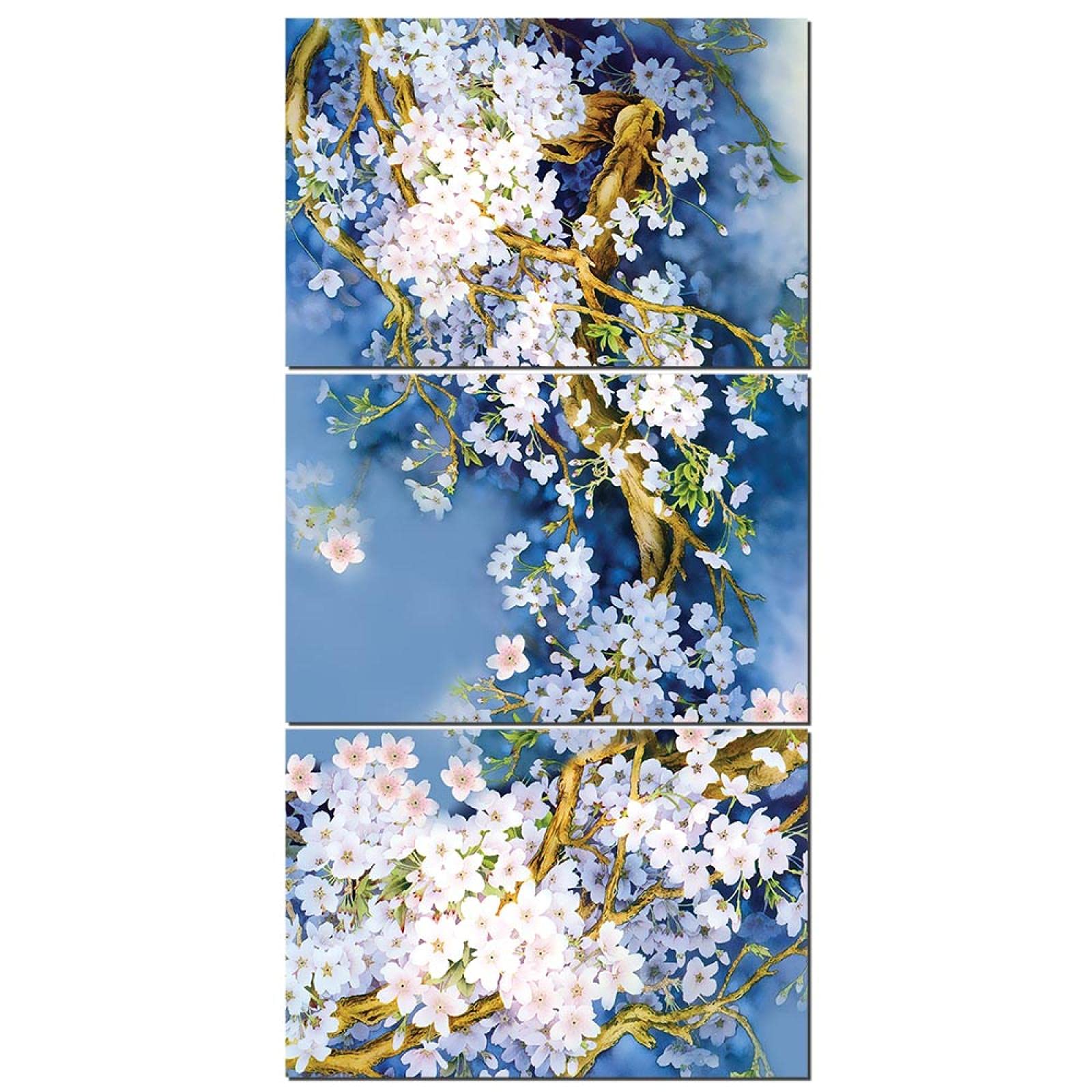 Plakaty do dekoracji domu, 3 szt. abstrakcyjne drzewo niebieskie białe plakaty sztuka ścienna obrazy na płótnie do salonu dekoracja sypialni 40 x 60 cm x 3 szt. bez ramy