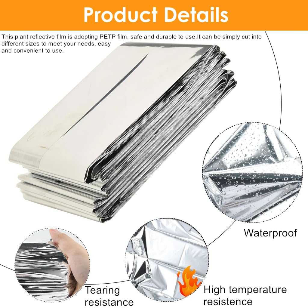 Film réfléchissant de Plante en Argent 2Pcs, Feuille de Couverture réfléchissante à Effet de Serre à Effet de Serre plantant des raccords 210 * 120cm