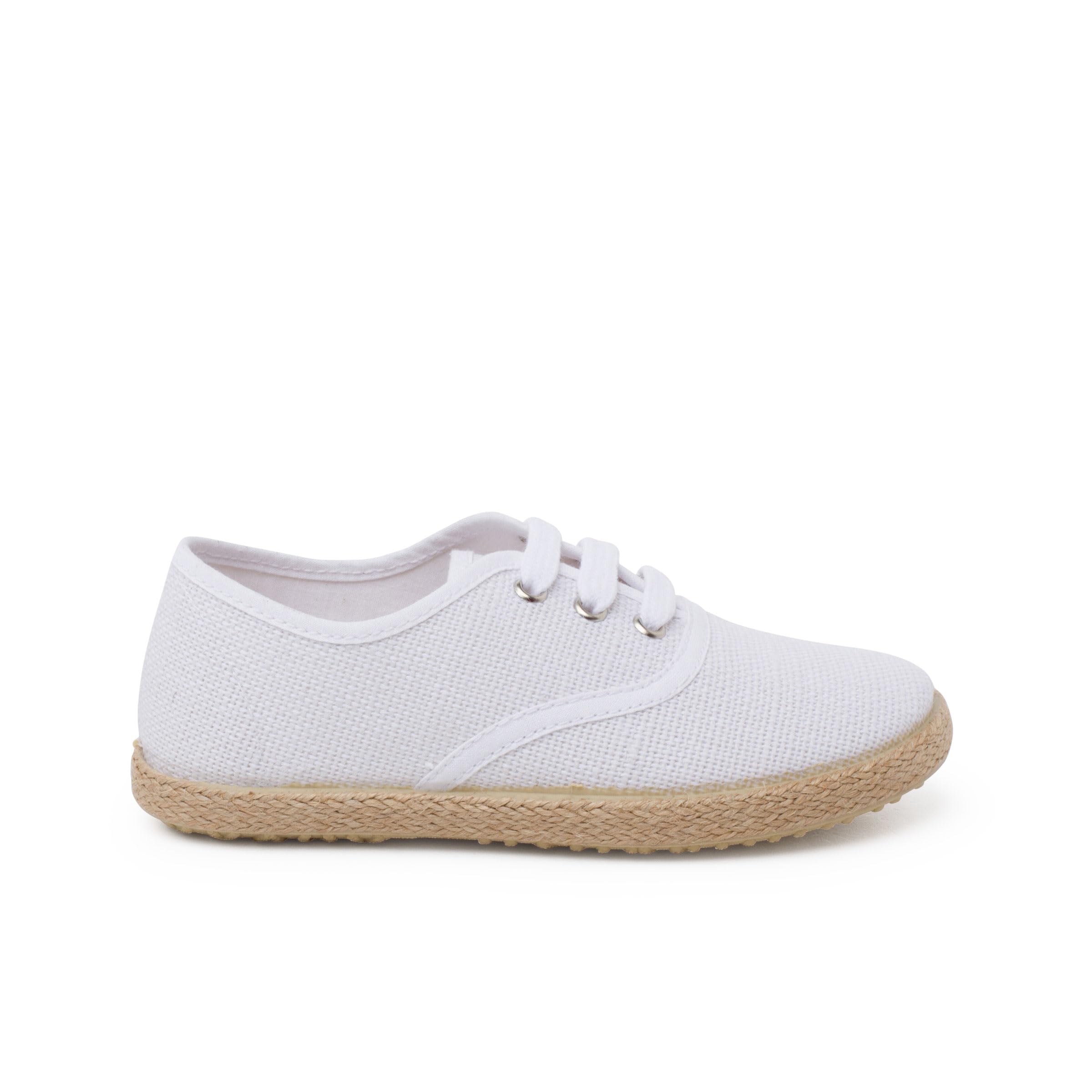 Pisamonas Zapatillas Lino Cordones Suela Alpargata Talla 34 Color Blanco