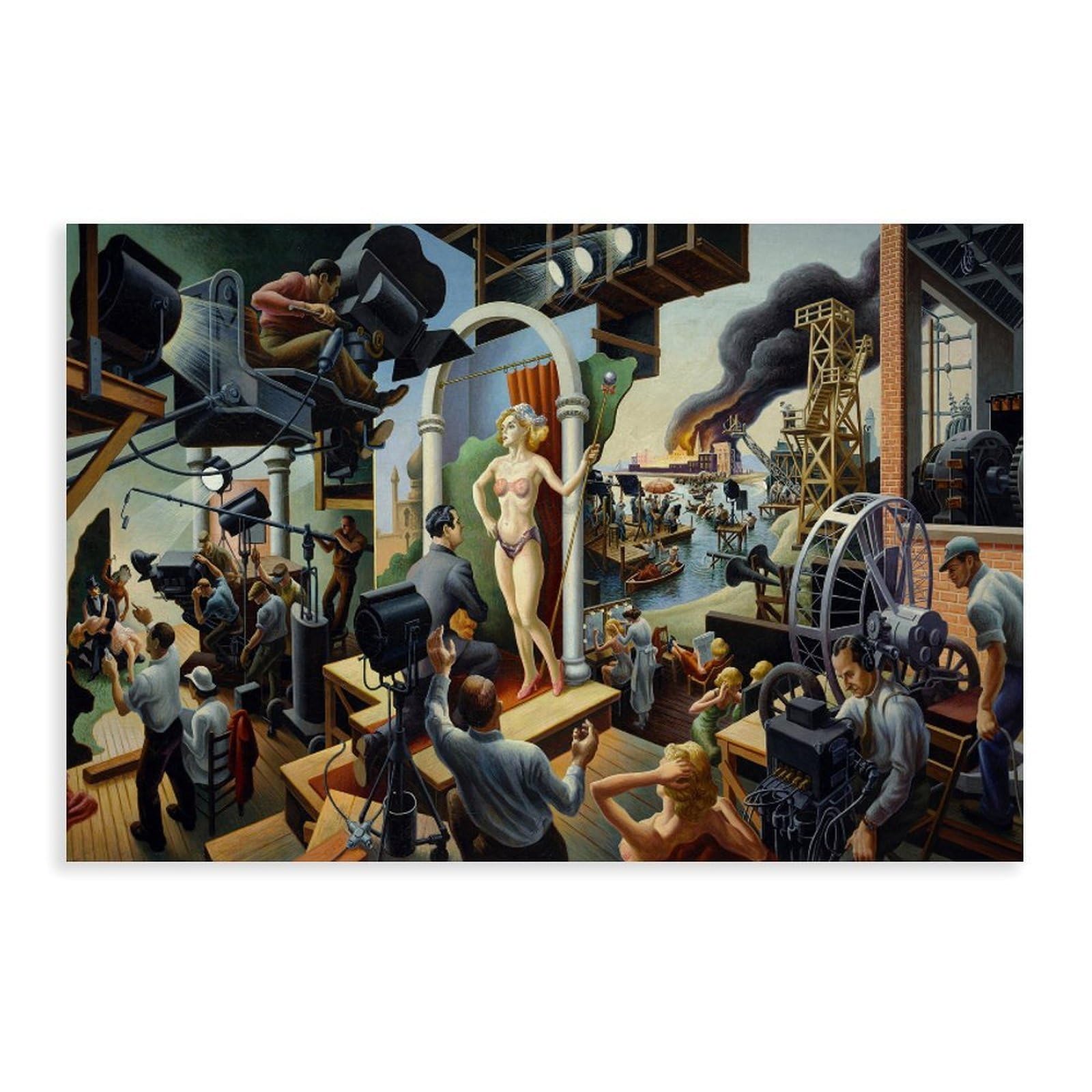 DFJyjFGJJ Thomas Hart Benton - Hollywood Wall Decoration Poster Family Bar Restaurant Garage Cafe Art Sign Gift 12" L X 18" W