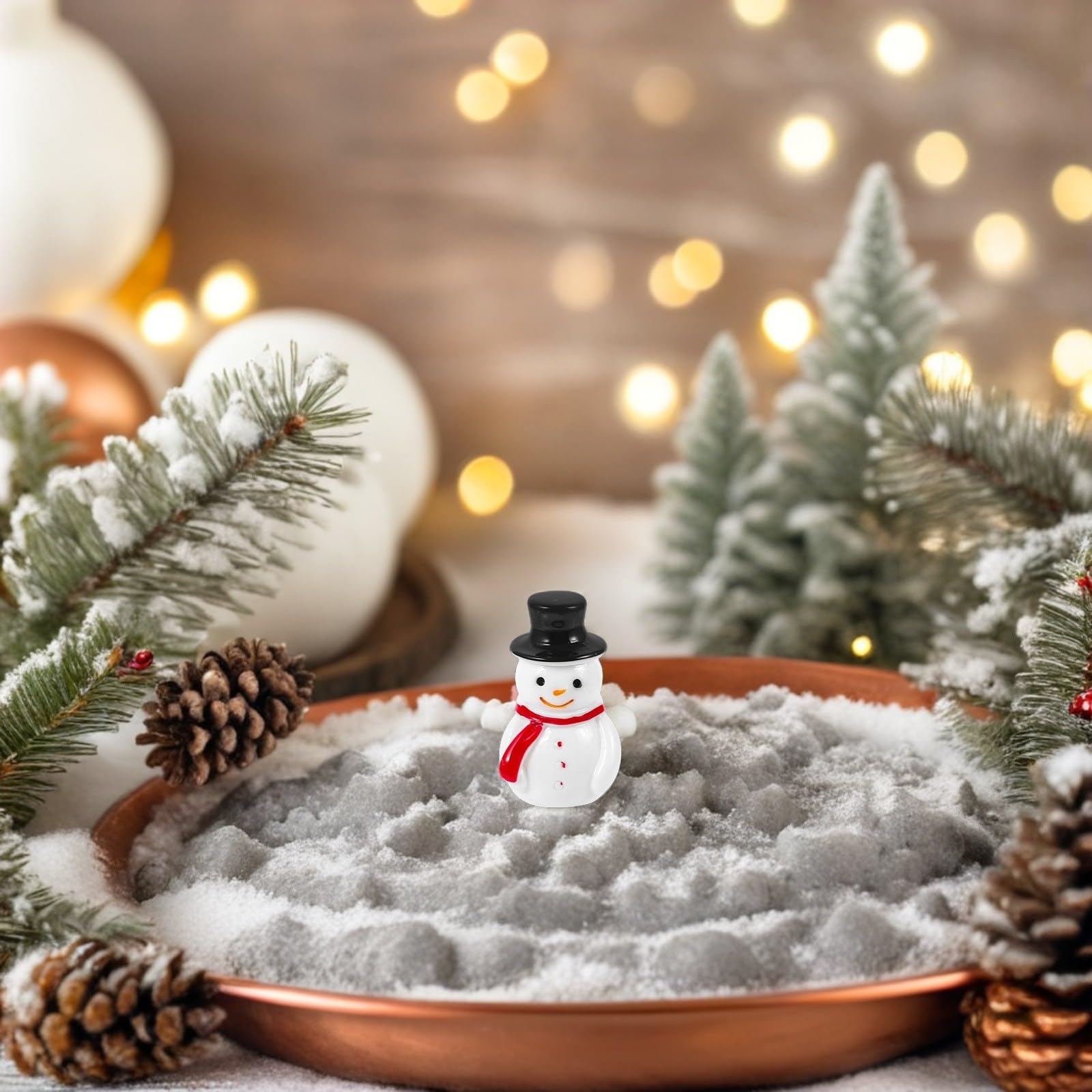 iplusmile 20 Pezzi Mini Statuette di Pupazzo di Neve in Resina Nera