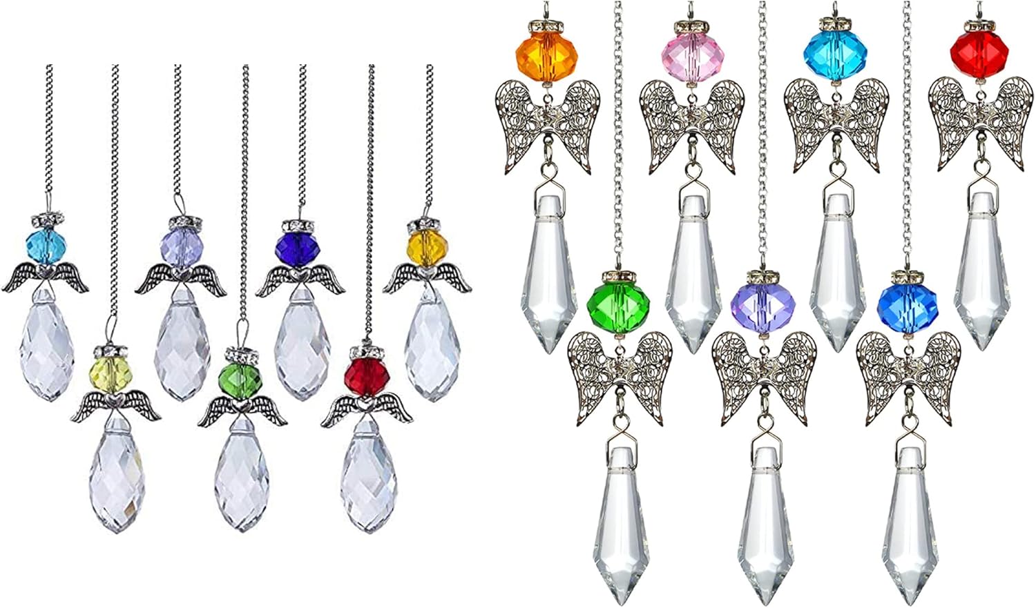 Hanging Crystal Guardian Angel Suncatcher, Window Prisms Glass Chandelier Pendant