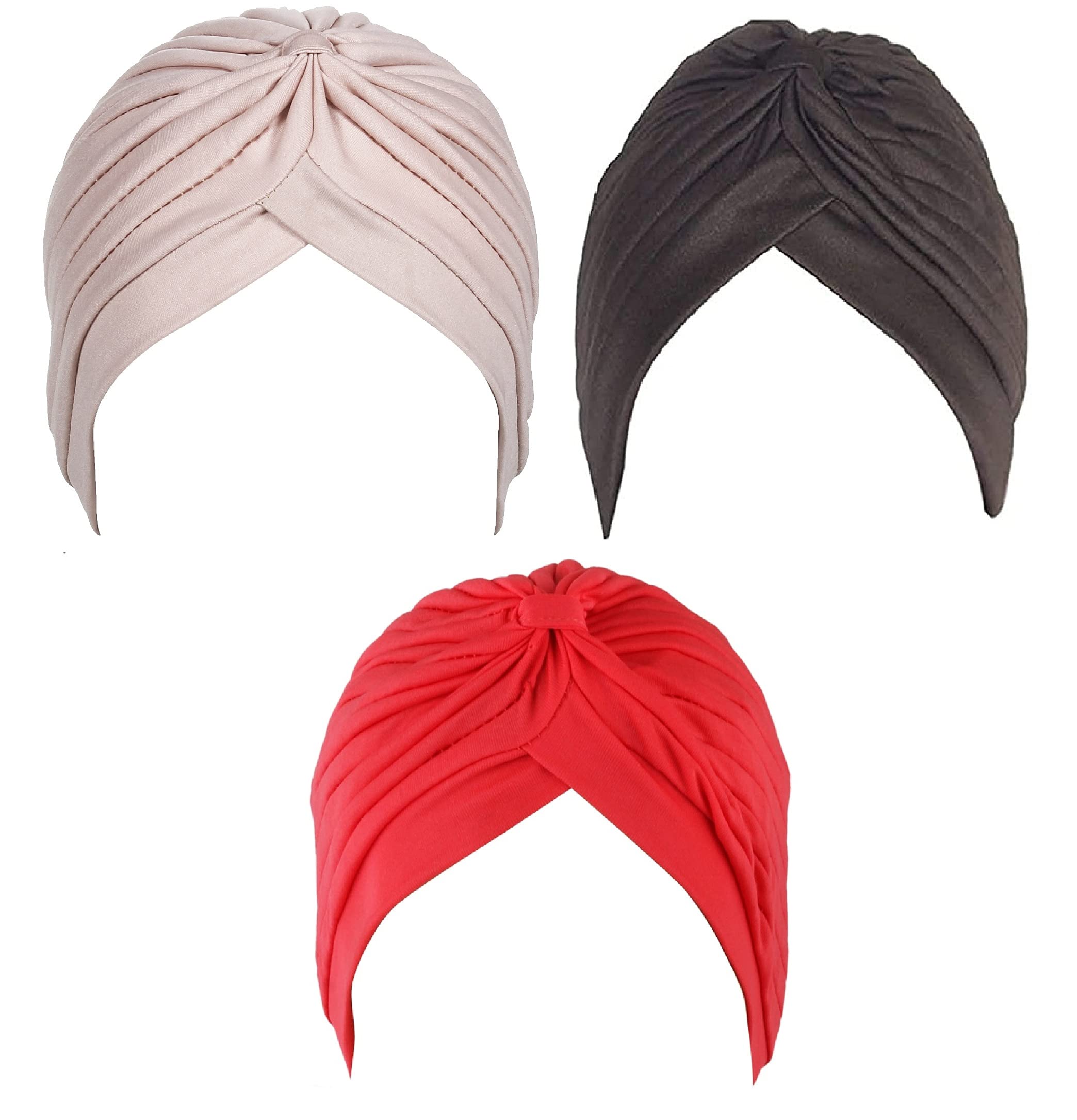 Chemo Sleep Turban Cap Headwear Scarf Beanie Cap for Cancer Patient Hair Loss - Pack of 3-image-16