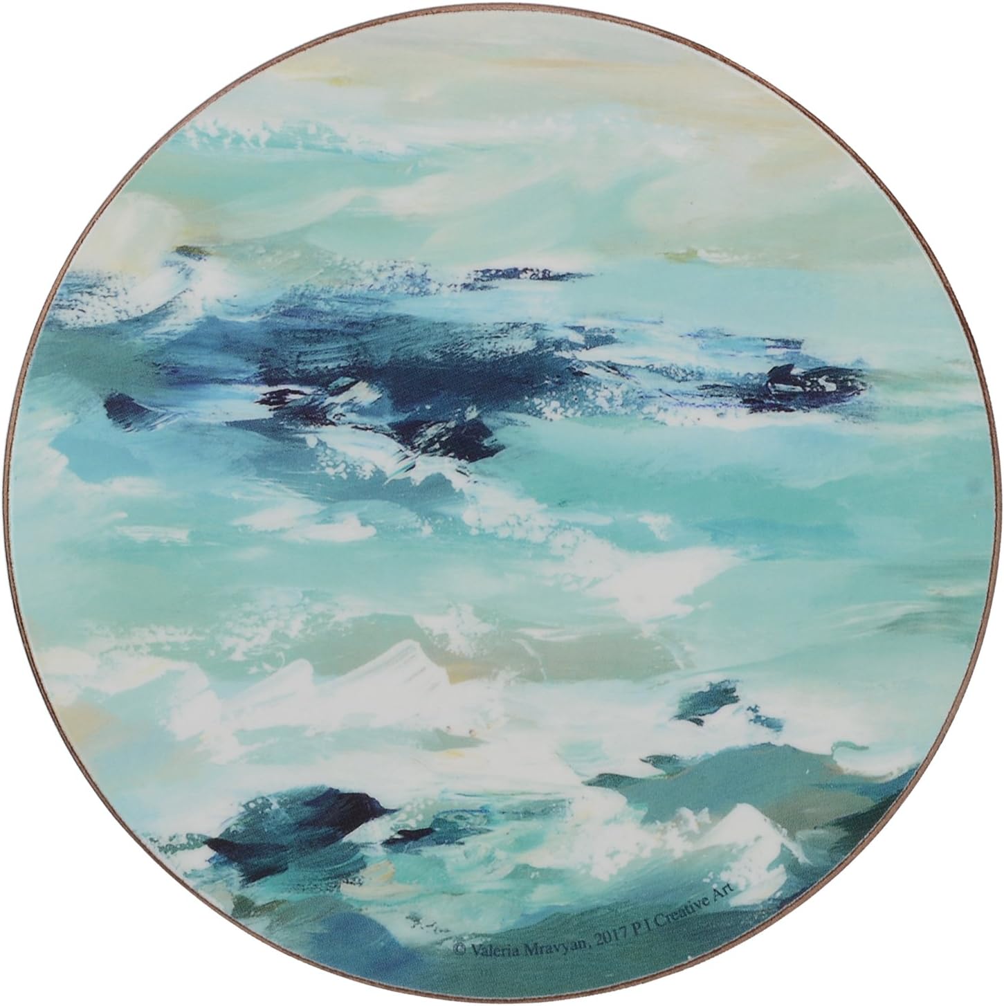 Creative Tops Cork-Backed Round Placemats Set of 4, 29cm, Table Mats with Printed Gold Impressions Design Coasters, Gold/Grey