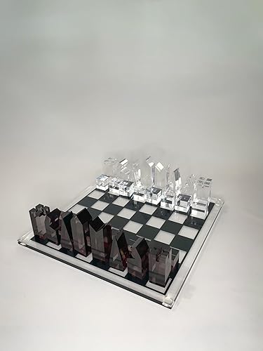 Miniatura 3 de Juego de ajedrez acrílico de lujo, diseño sofisticado y elegante, varios colores disponibles (transparentegris-humo)