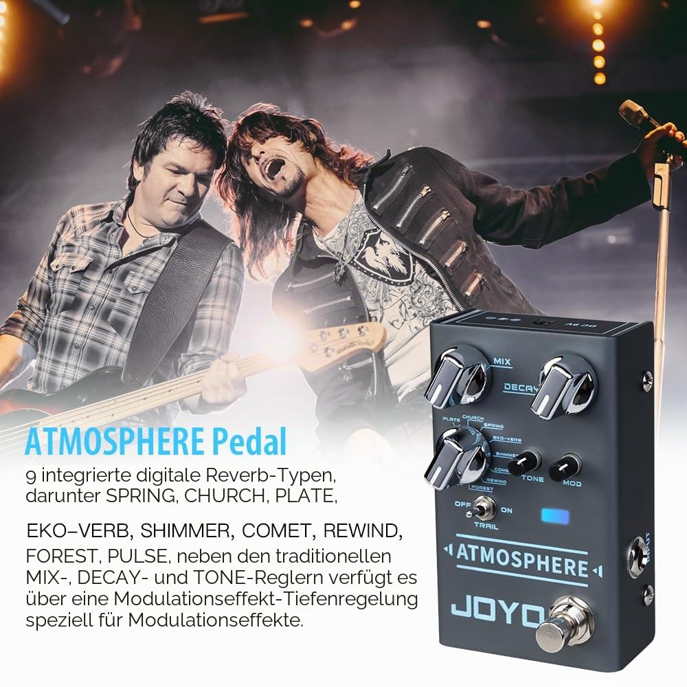 JOYO Atmosphere R-14 Reverb Pedal 9 Digital Reverb Typen Modulation E-Gitarre