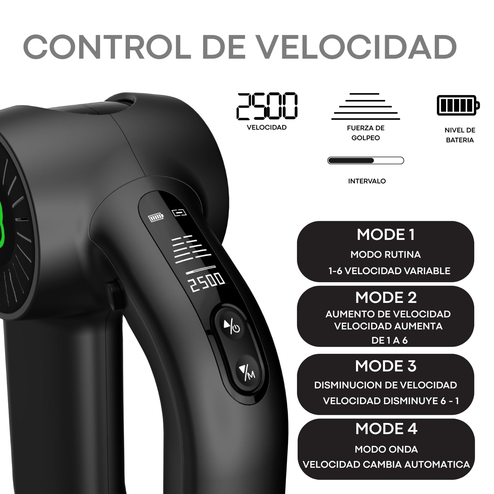 Bootech Pistola de Masaje Muscular con Calor, Masajeador Profesional de Tejido Profundo 16mm, Massage Gun para Atletas con 8 Cabezales, Alivio del Dolor Muscular