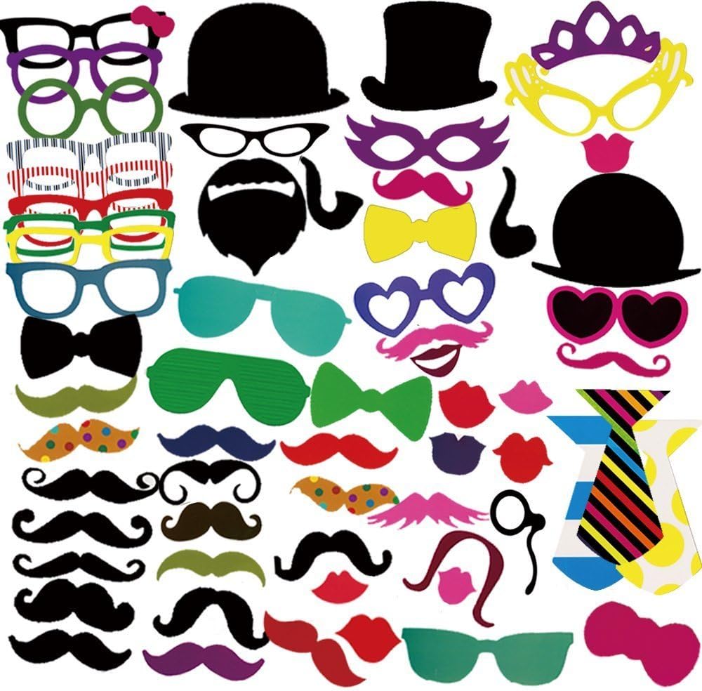 Lnkey Photo Booth Photo props Celebration Blow Up Party Prop, Selfie Frame,Interesting pictures,Funny beard,glasses,tie,pipe,hat,ideal for wedding , hen party, stag , baby shower