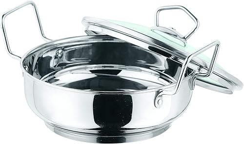 Miniatura 7 de Vinod Kadhai de acero inoxidable con tapa de vidrio  Apto para inducción (7.1 in7 pulgadas)  1.5 litros (1.7 cuartos de galón)  6 tazas  Tamaño