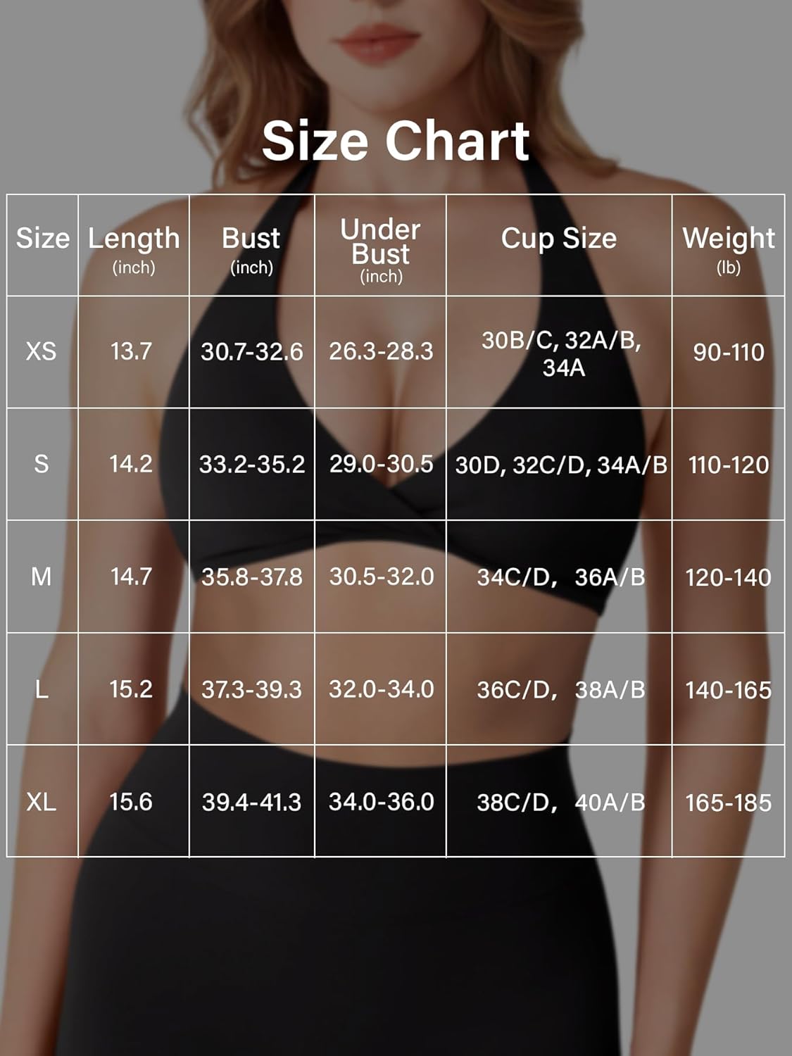 VOYJOY Halter Sports Bras for Women Deep V Neck Open Back Padded Adjustable Back Straps Workout Yoga Everyday Bra Crop Top