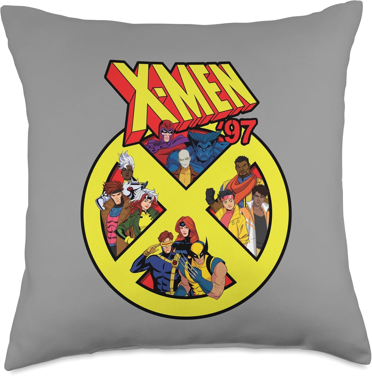 Marvel X-Men ’97 Animated Series X Logo with Team Throw Pillow