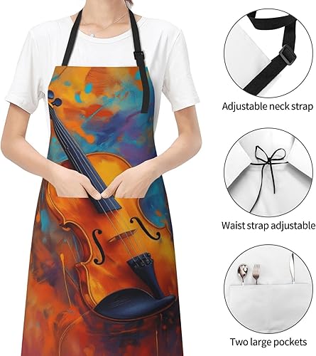 Miniatura 4 de Delantal impermeable con 2 bolsillos, delantales de chef de cocina, baberos para cocinar, hornear, pintura, jardinería, aseo