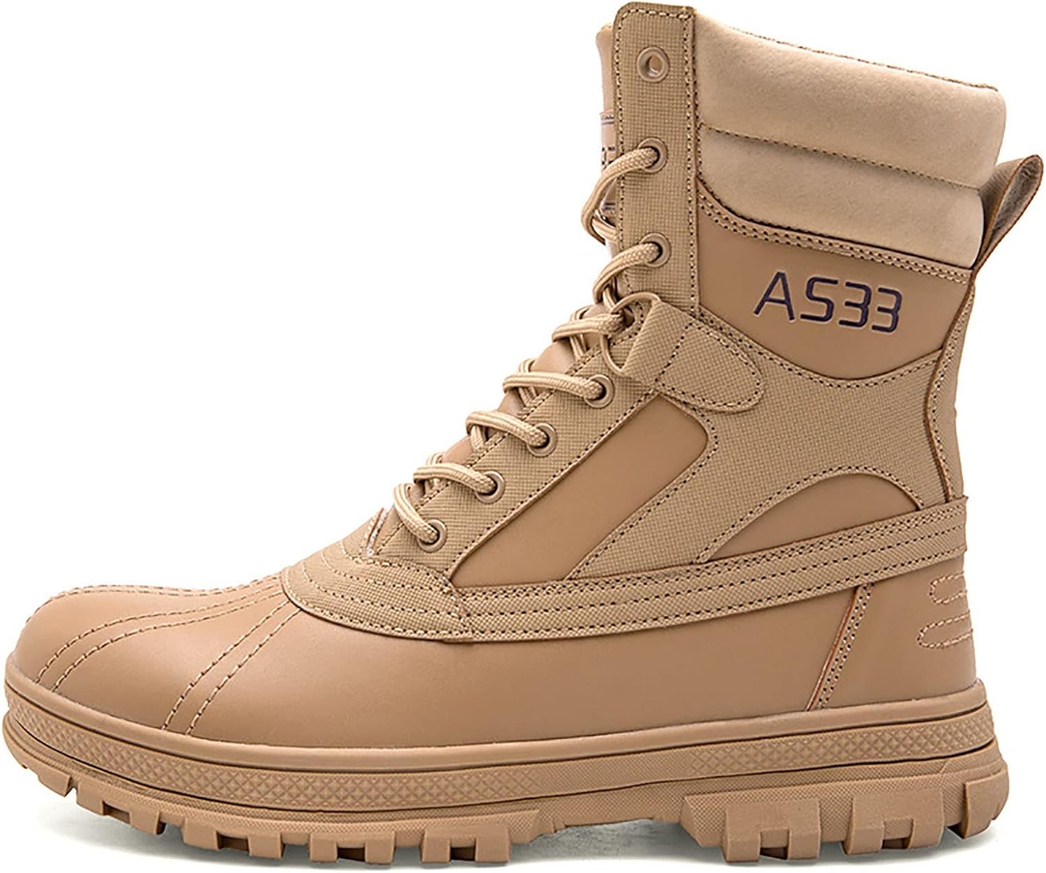 CLSQLXYJZC Men's Outdoor High-top Tactical Boots, Waterproof Rubber Cushioning Outsole Military Shoes, Comfort Breathable Lace-up Sports Durable Hiking Shoes