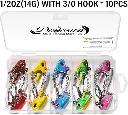 Miniatura 9 de Dovesun Underspin Jig Heads - Cabezas de pesca de agua salada para pesca de lubina, cabeza de sonajero, 14 onzas, 38 onzas, 12 onzas, 34 onzas, 10