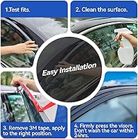 Vista 6 de Viseras de Ventana Protectores de Lluvia para Toyota Corolla 2009-2013, Deflectores de Viento de Ventilación de Ventana de Canal Externo Viseras