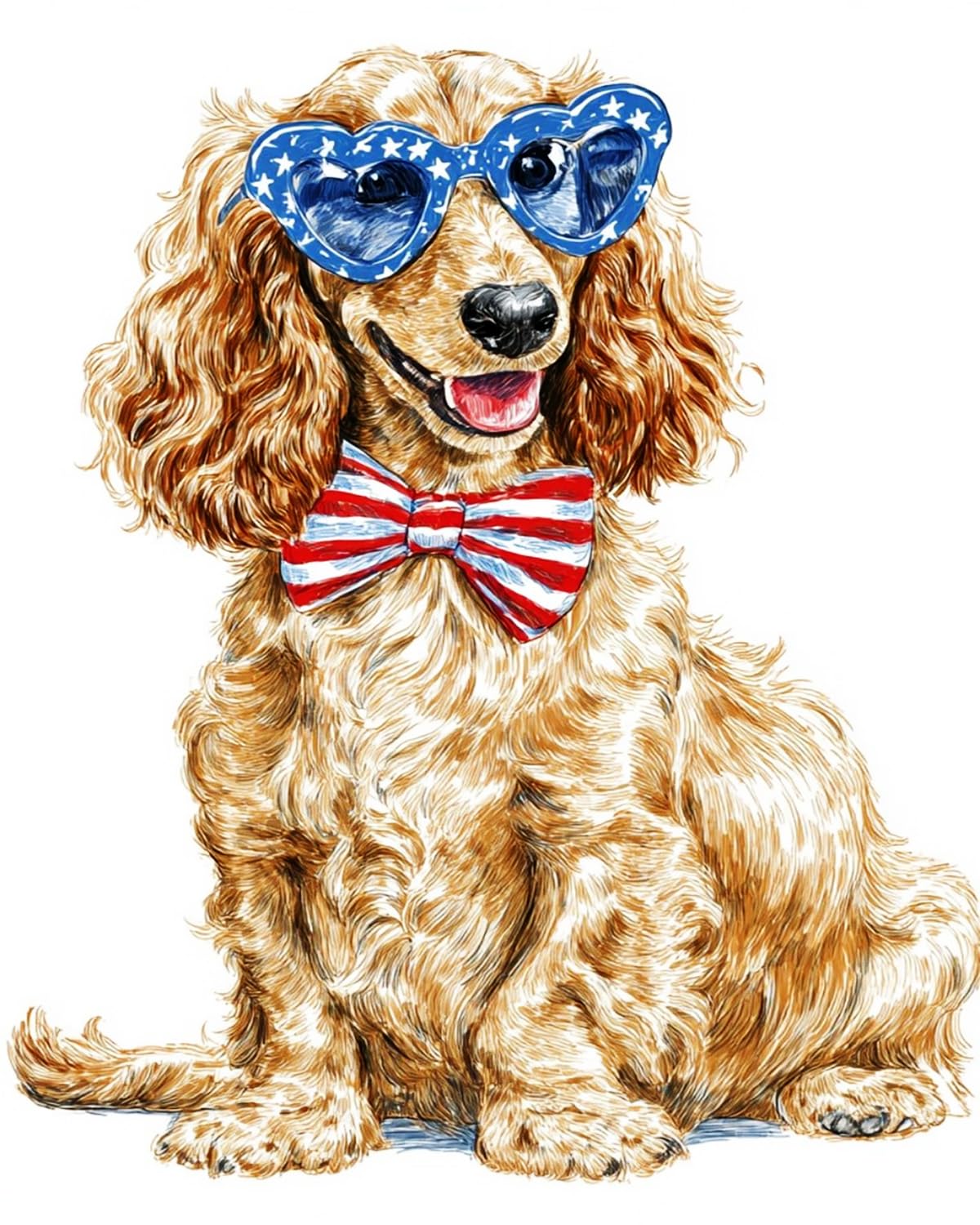 Liubaishi Multicolour Paint By Numbers For Adults, Patriotic Dog With Sunglasses, 40X50 Cm Acrylic Canvas Painting Kit
