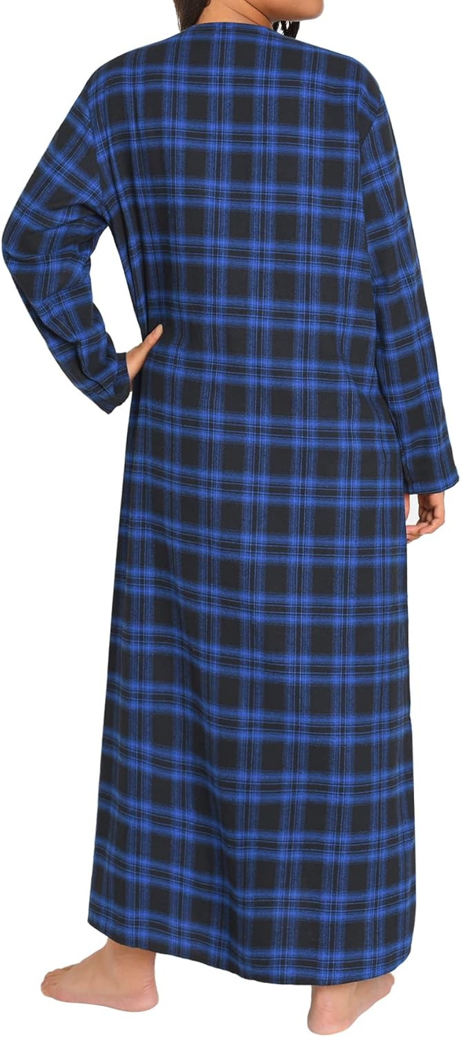 Esenchel Women's Plus Size Long Cotton Flannel Nightgown - Image 2