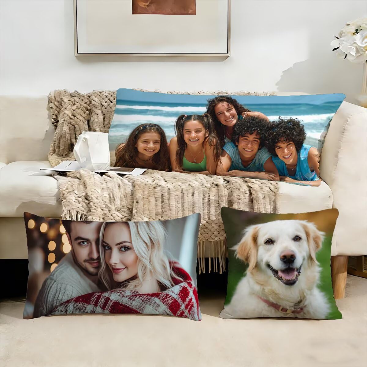 Coussin Personnalisé Photo, Oreiller Personnalisé, Housse Coussin 50x150 cm, Double Face avec Propre Photo et Texte Taie d'oreiller pour Enfants, Amis, Parents et Couples-Cadeau Personnalisable 0o-20