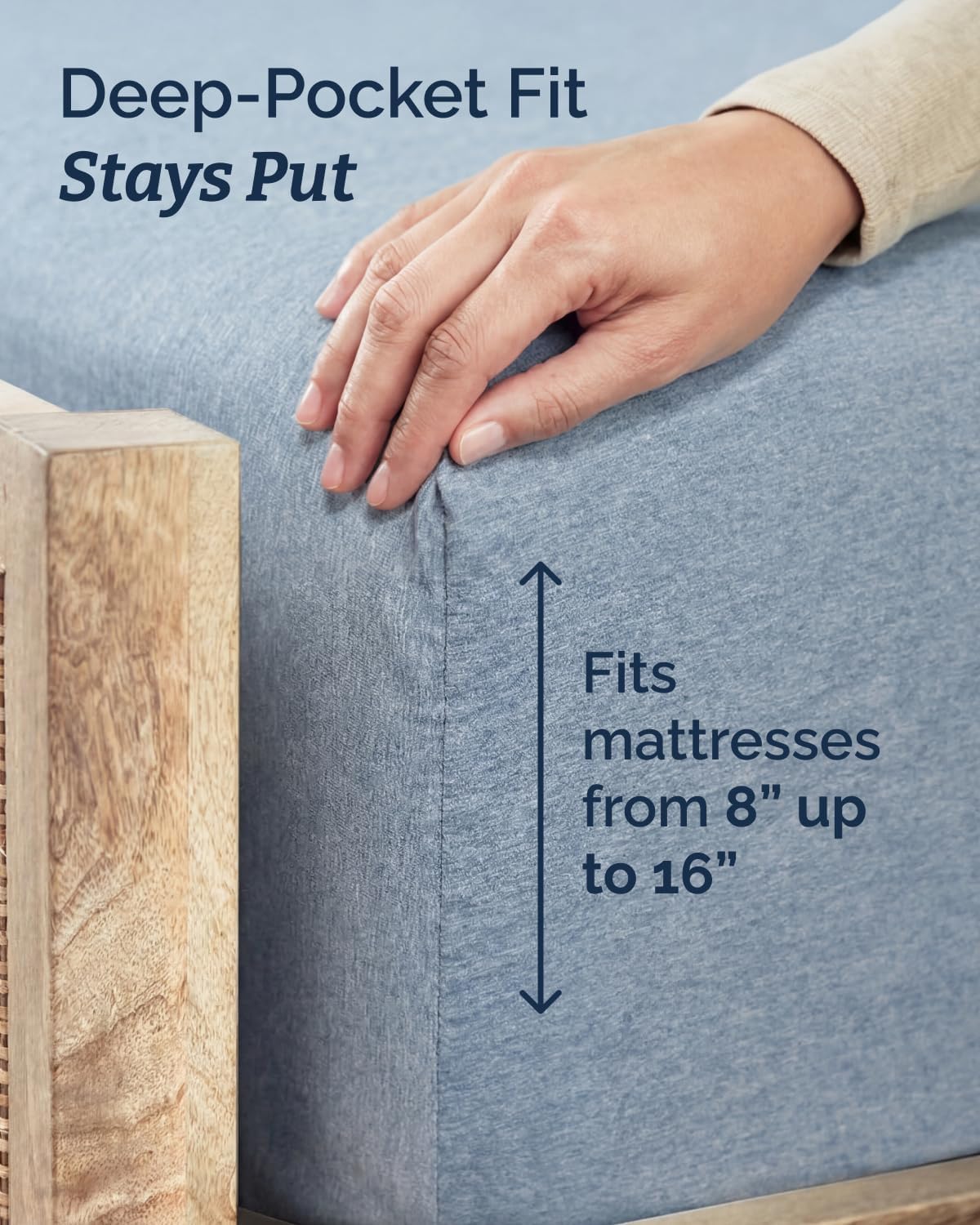 Twin 4 Piece Sheet Set - Comfy Breathable & Cooling - Soft Hotel Luxury Bedding Set with 8-16 Inch Deep Pockets - 1 Flat & 1 Fitted Sheet & 2 Pillowcases - Wrinkle Free & Easy Care - Heathered Blue thumbnail