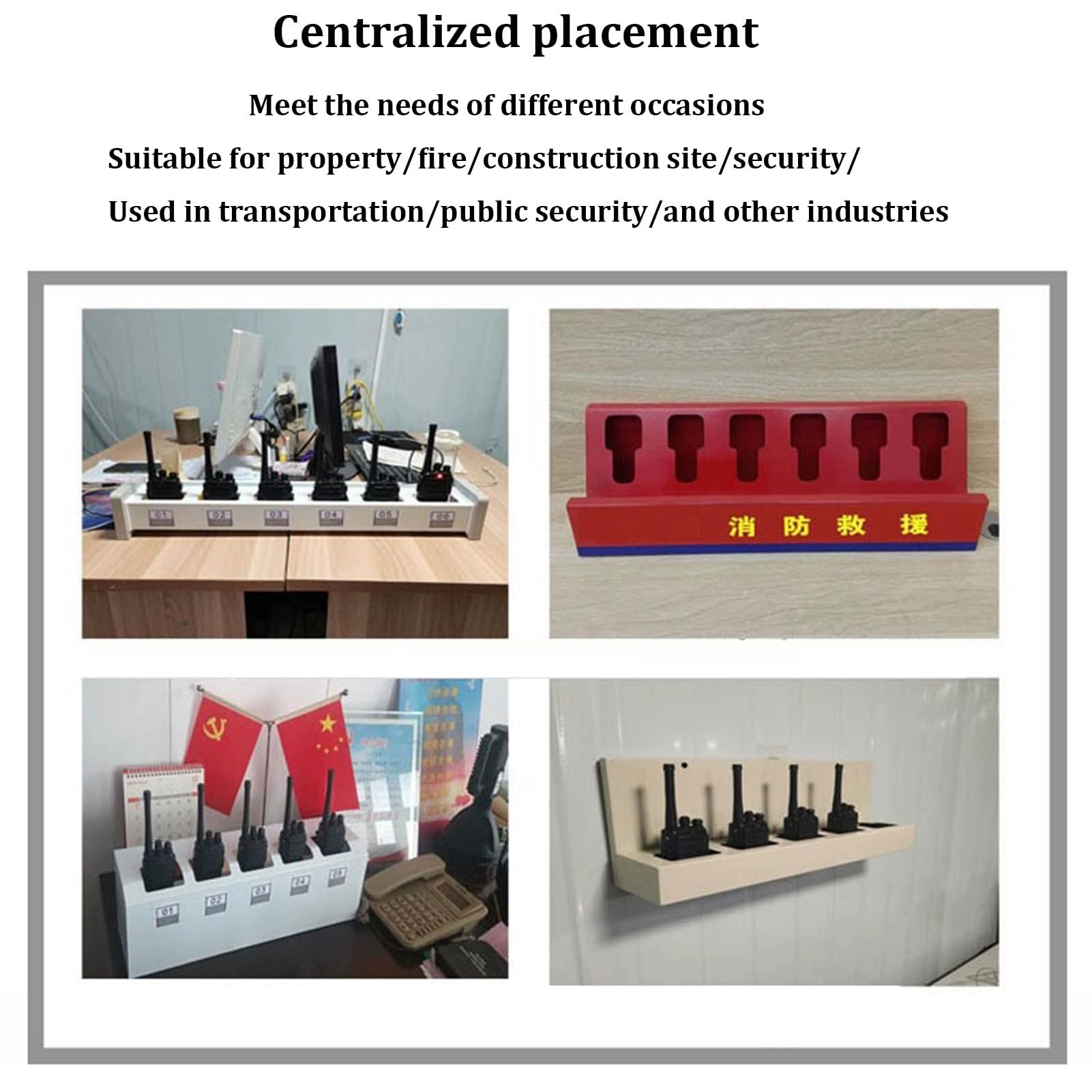 Soporte de Pared para walkie-Talkie, Caja de Almacenamiento Universal para radios bidireccionales, Organizador de Escritorio y Colgador de micrófono para Radio para Personal de emergencias y