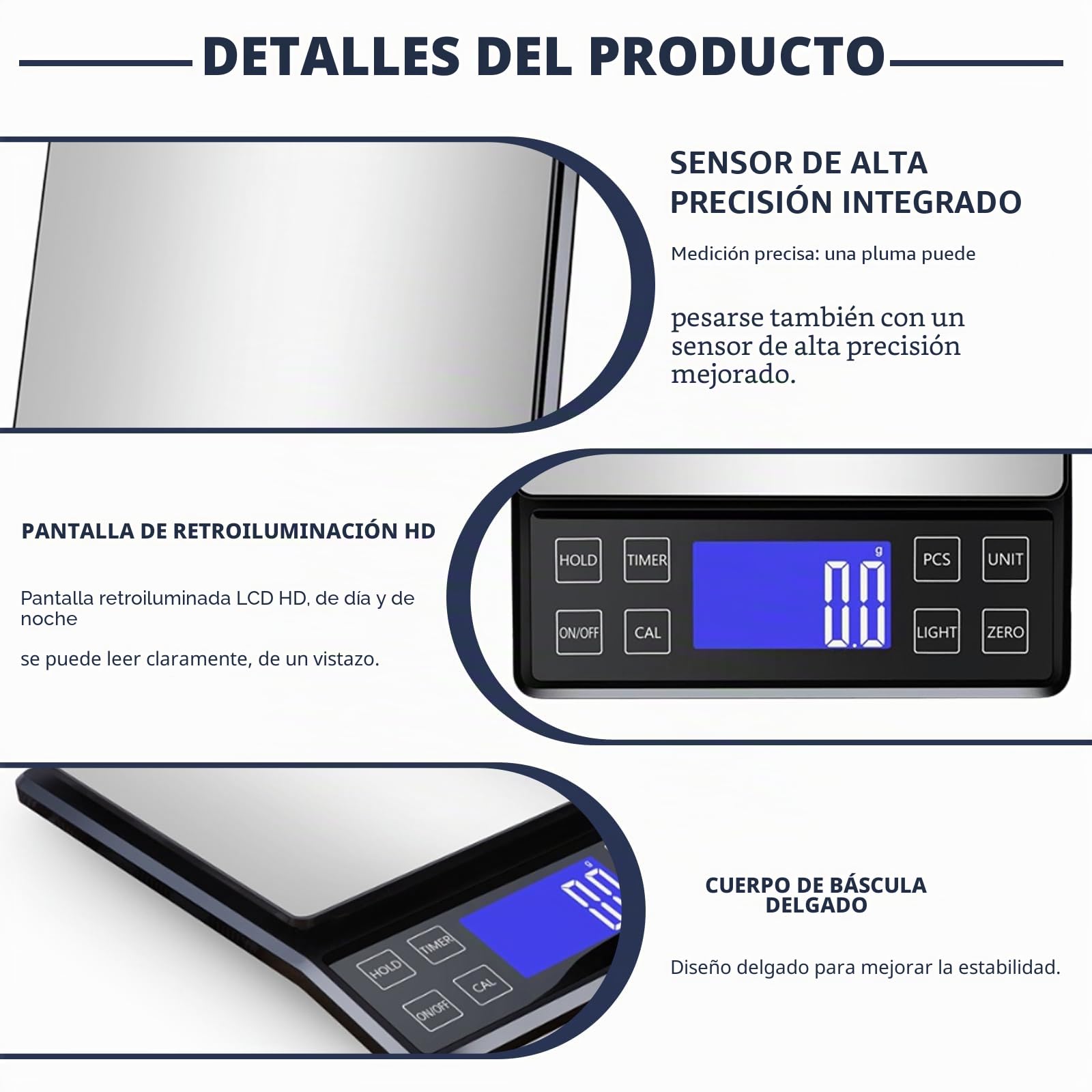 0,1 g/5 kg Báscula de cocina digital grande: báscula de cocina de alta precisión, recargable por USB, plataforma de pesaje de acero inoxidable con bandeja, adecuada para alimentos, cocina, color negro