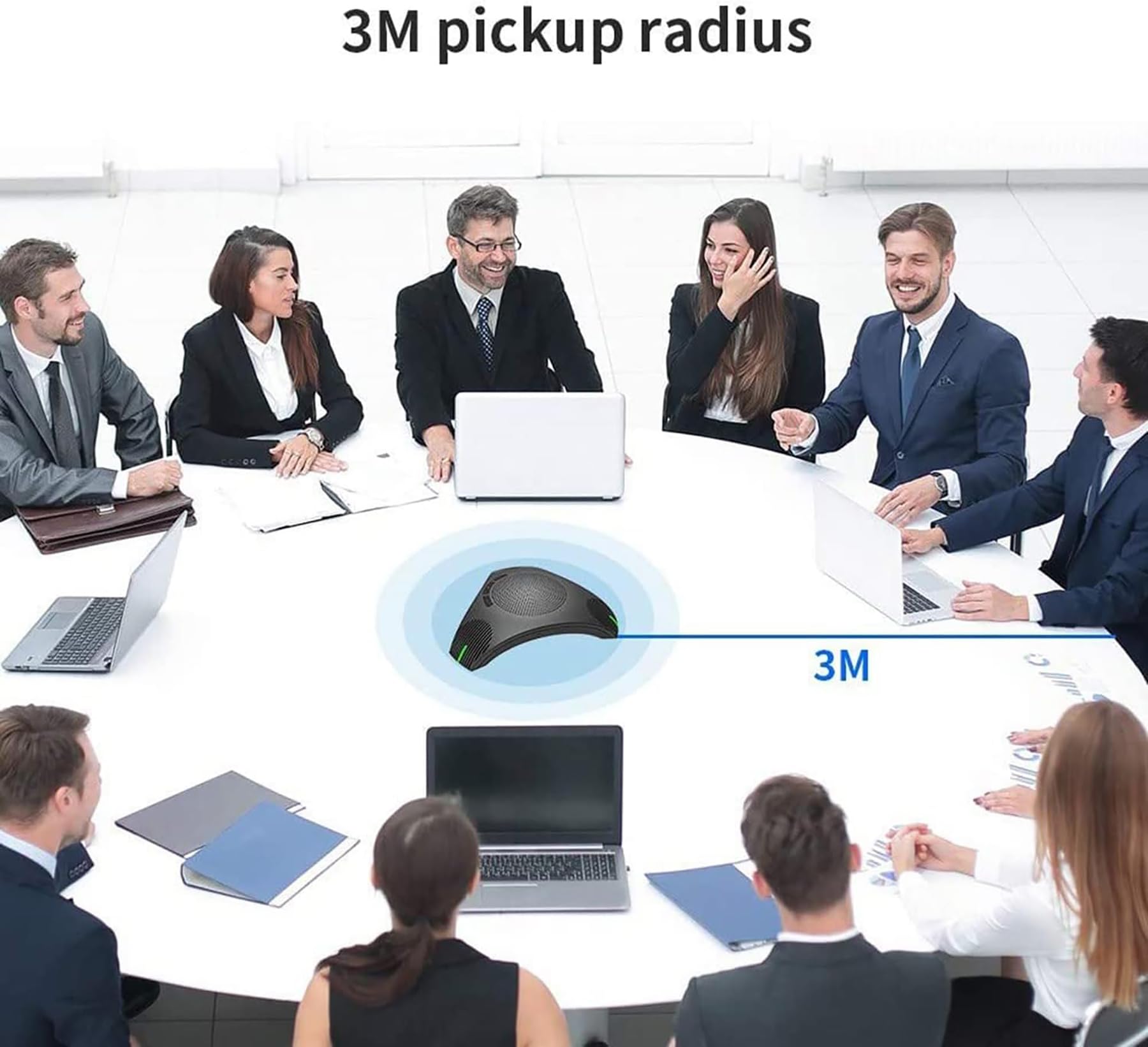 Microfono da Conferenze, Vivavoce USB per L'ufficio da Casa, Miglioramento Intelligente Della Voce, Microfono USB per per Riunioni/Lezioni Online, Chiamate Zoom, Chat Skype, Plug & Play