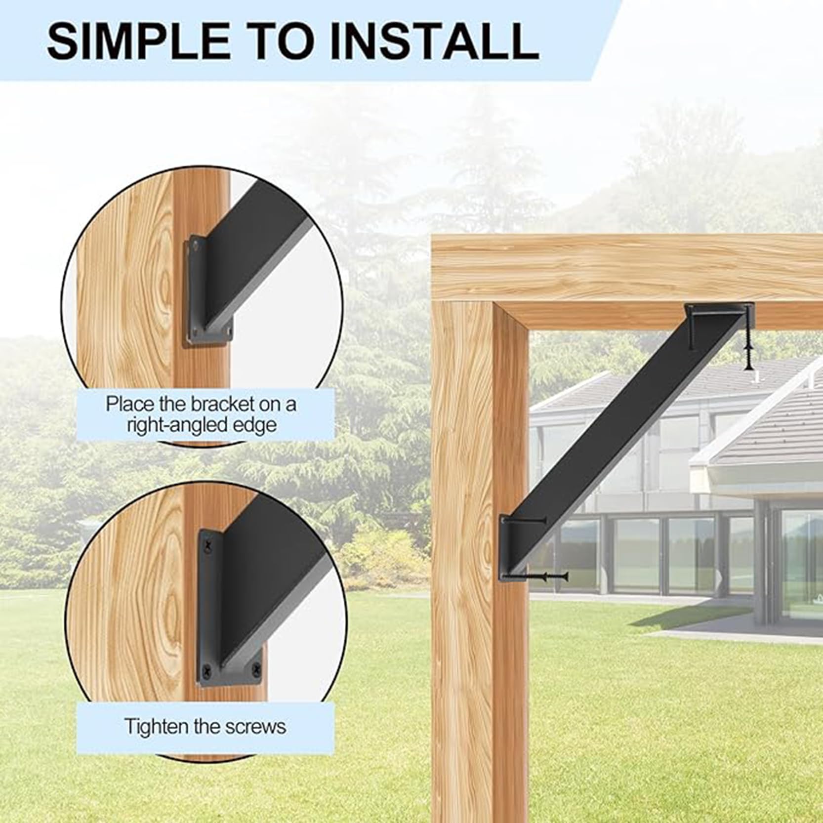 Staffa di Supporto Angolare A 45 Gradi per Gazebo Case Sull'albero Baite Patii,Ferramenta di Supporto per Travi in Legno,Kit di Connettori per Pergola in Acciaio(Size:8 PCS)