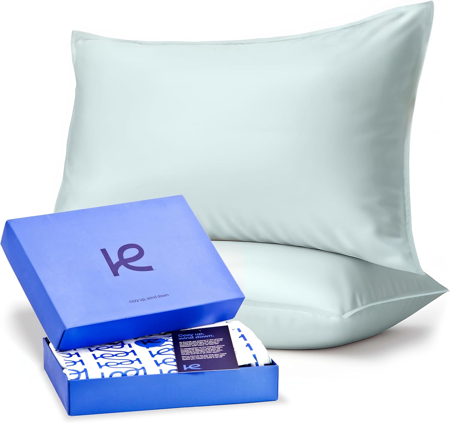 Kickoff Viscose Bamboo Pillowcase, King, Set of 2, 100% Organic Hidden Zippered Viscose Bamboo Pillow Case King Size, Cooling Pillow Cover for Hot Sleepers (20"x40", Coastal Blue)