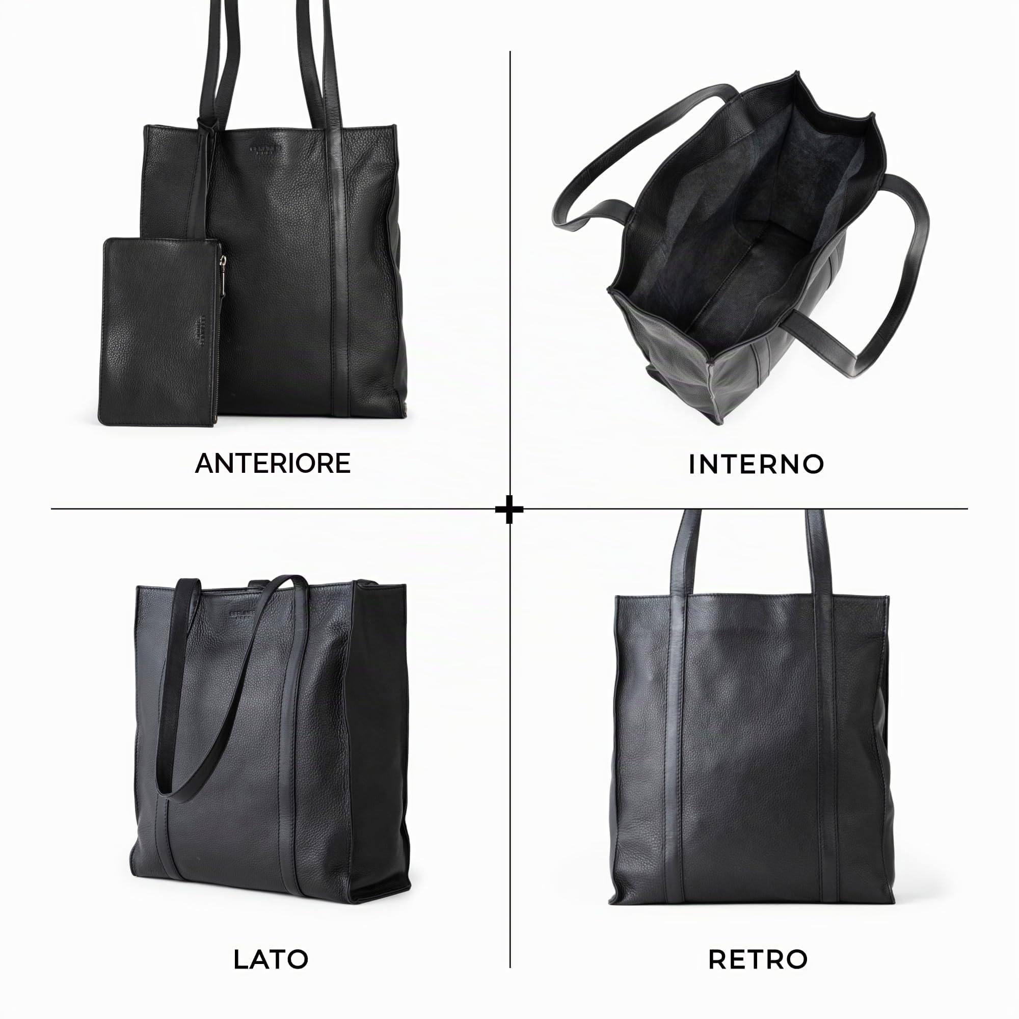 Berliner Bags Borsa Shopper a Spalla Kira in Vera Pelle, con Etui Removibile, Formato Grande per Lavoro e Tempo Libero, Donna
